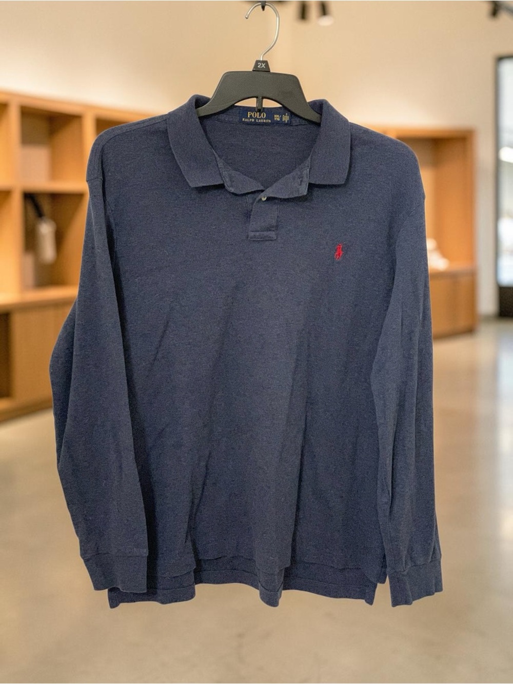 Ralph Lauren Navy Long-Sleeve Polo with Red Pony